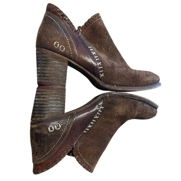 BED|STU Carla Teak MD Leather Ankle Boots Sz 9 Brown Suede Whipstitch Bootie‎ - Picture 3 of 12